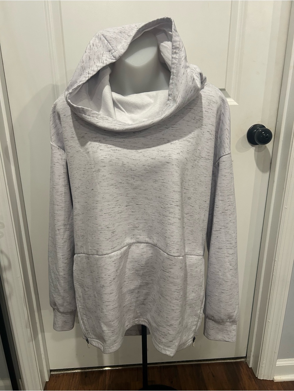 Fabletics Cocoon Light Heather Gray Cowl Neck Pullover Hoodie
